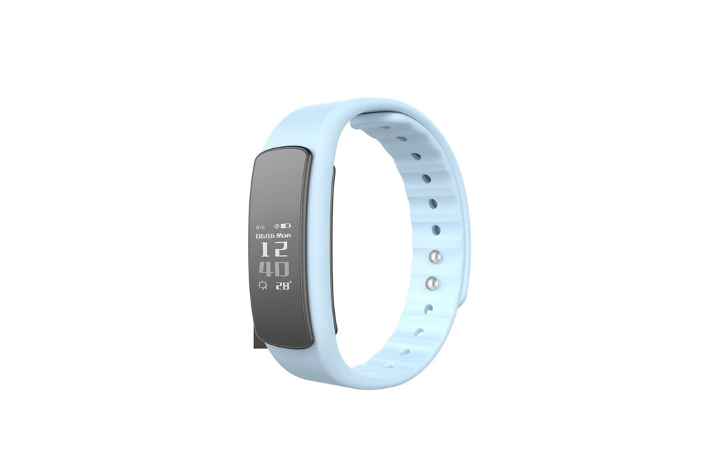 I6 smart sports fitness tracker bracelet with colour screen on a wrist.