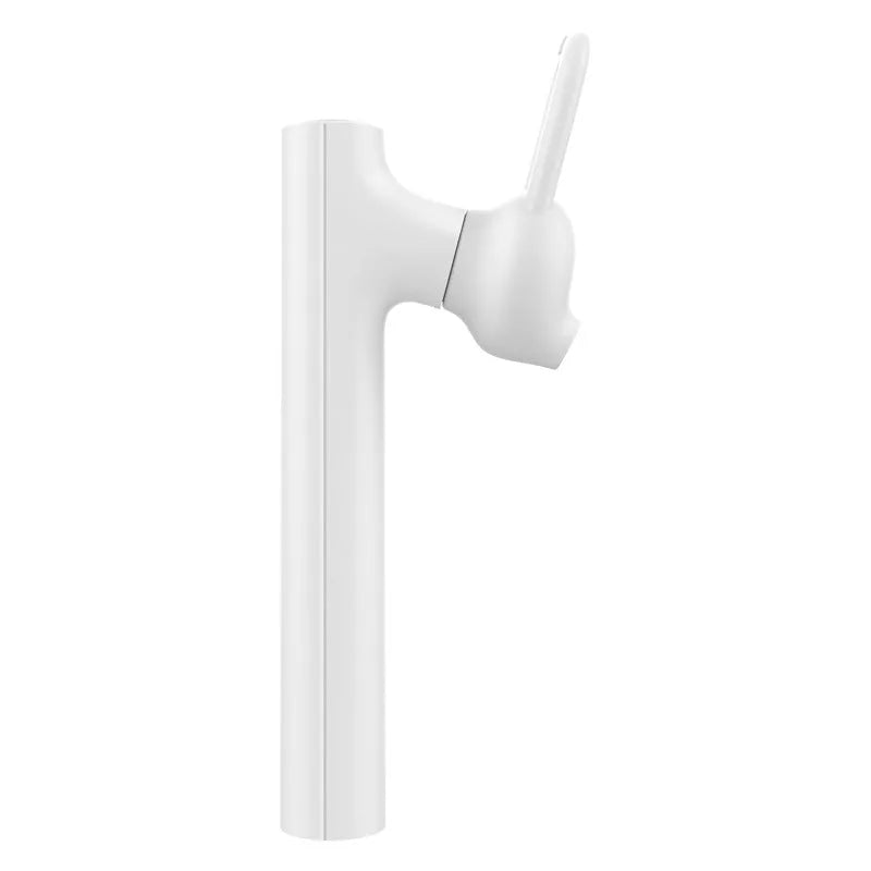 Compact wireless Bluetooth headset in black, measuring 5.6 cm x 1 cm x 0.8 cm, with earpiece and charging port visible