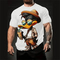 Men's loose-fit grey T-shirt with a large 3D cartoon graphic print on the front.