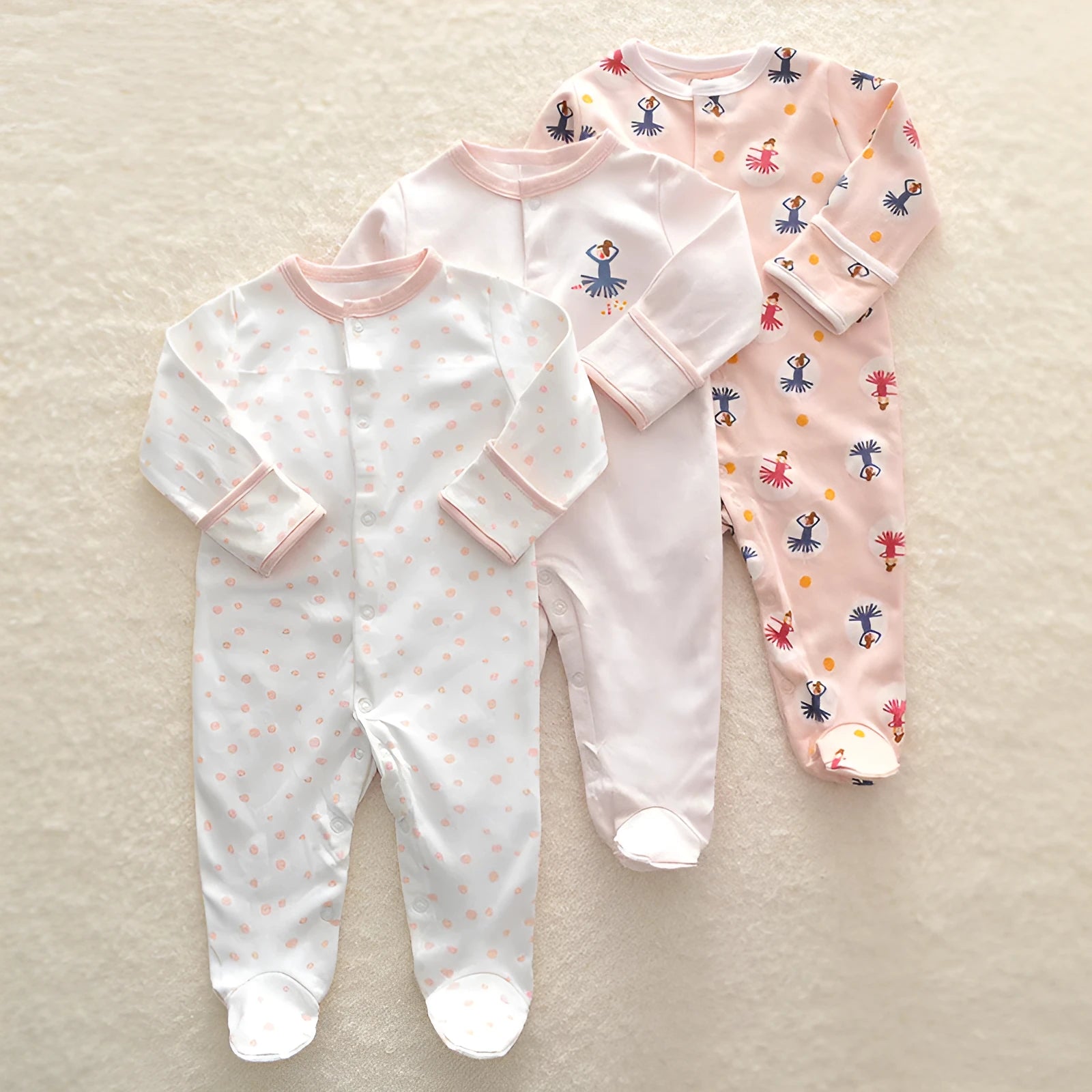 Baby crawling suit onesie in 100% cotton with soft treatment animal pattern for infants 1–3 years