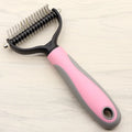 Pet long-haired dog knot comb with double-sided blade in blue colour, small size, with stainless steel needles and TPR handle