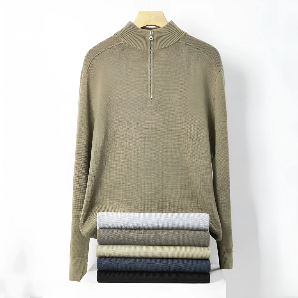 Men's slim fit thickened wool pullover sweater in various colours showing front view