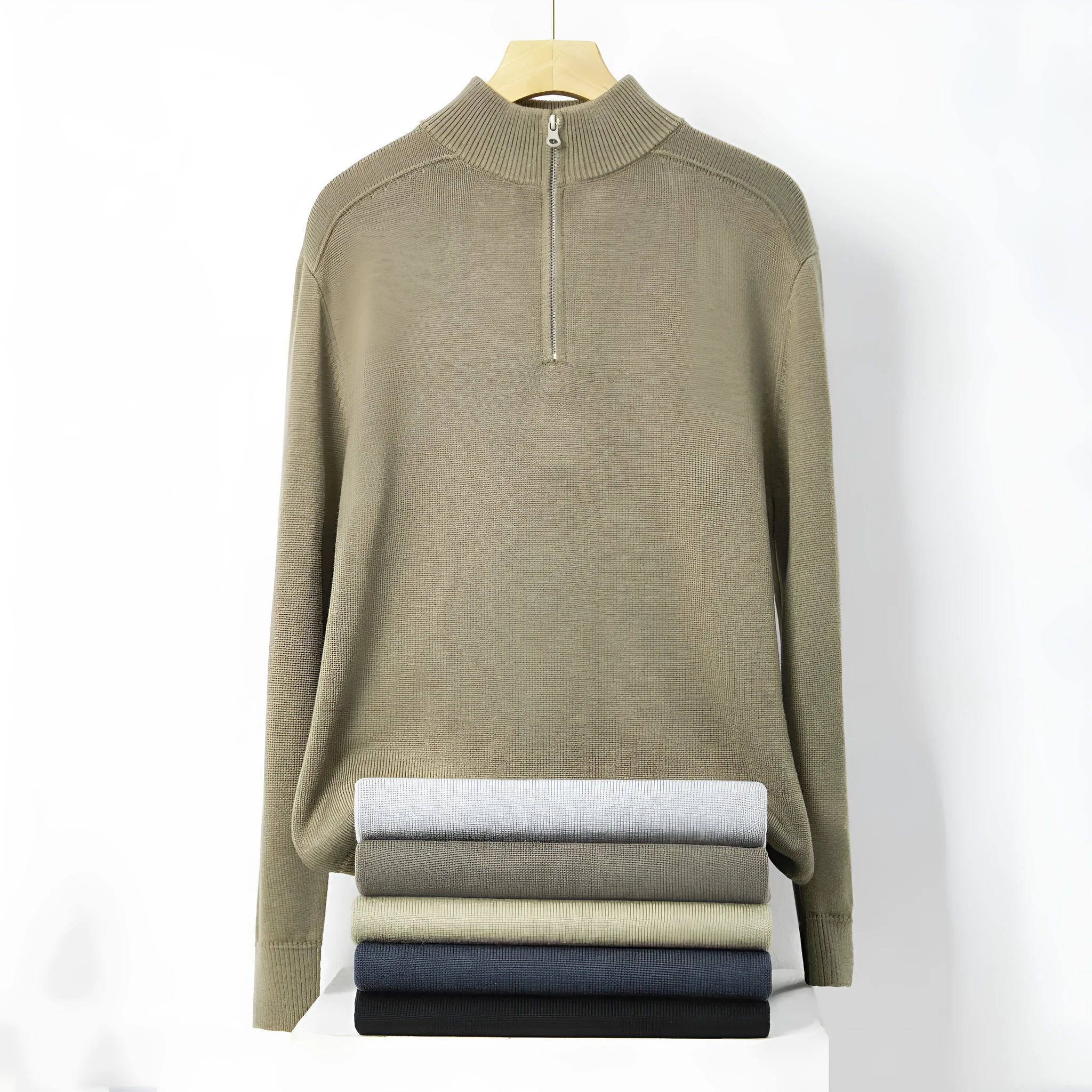 Men's slim fit thickened wool pullover sweater in various colours showing front view