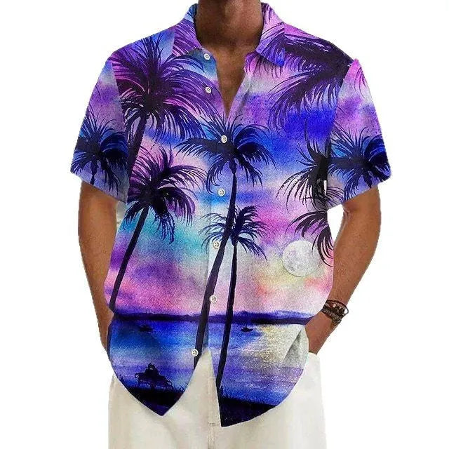 Casual men's polyester printed shirt in multiple colour options, sizes S to 4XL