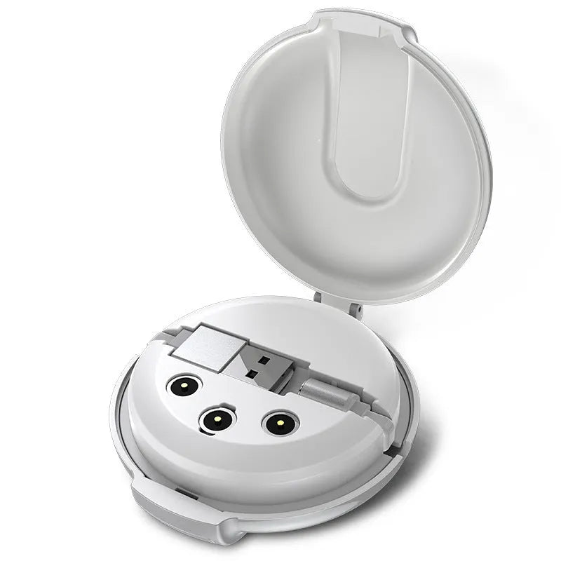 3-in-1 magnetic retractable style charger in black with 1m cable for universal phone charging