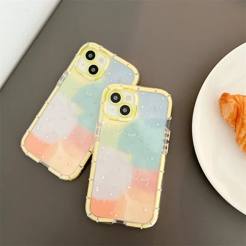 Minimalist contrast colour TPU phone case with yellow edge for iPhone 14