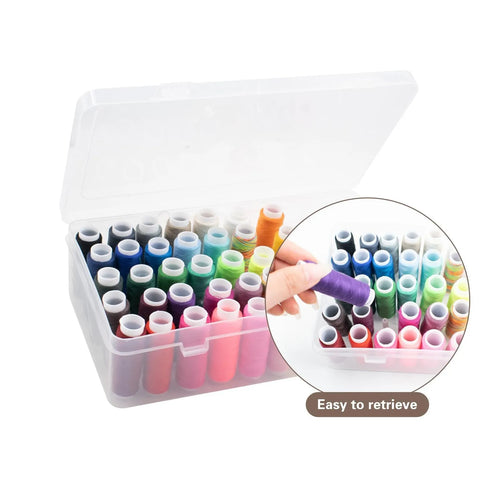 Transparent plastic box with 42 small compartments for organising sewing needles and pins.