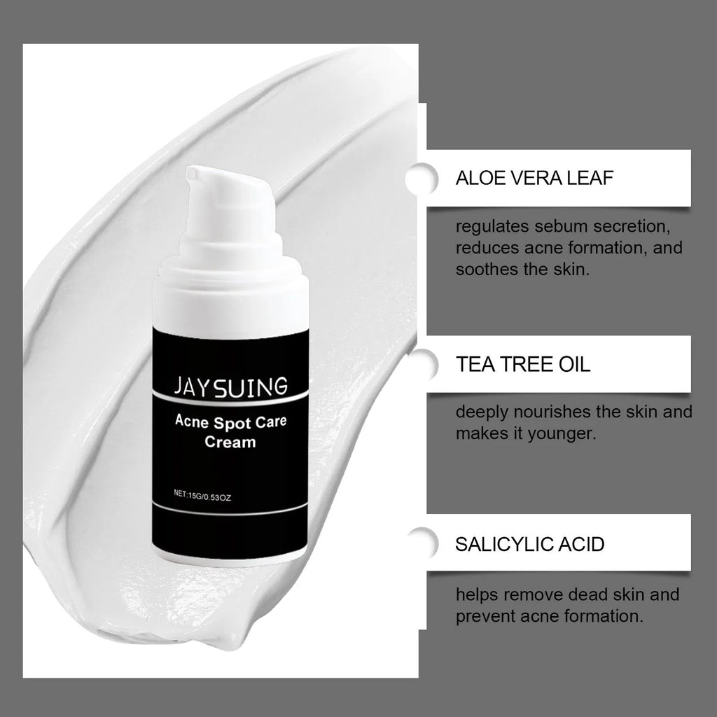 Acne cream tube 15g with mint leaf tea tree oil and aloe leaf ingredients