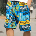 Men's loose casual summer beach pants with ice silk quick-dry fabric, striped and floral patterns, free size 55-95kg