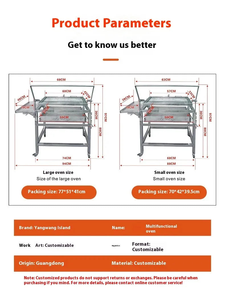 Large foldable Flip BBQ Stove charcoal barbecue grill set up in a garden.