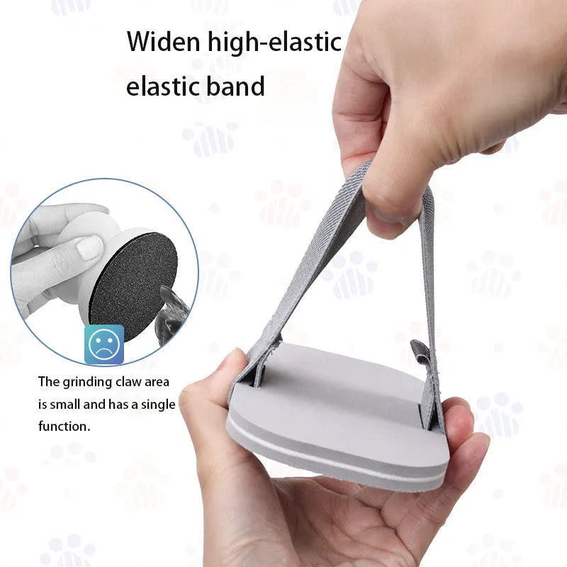 Gray dog nail file with detachable claw grinder and nail scraper board on white background