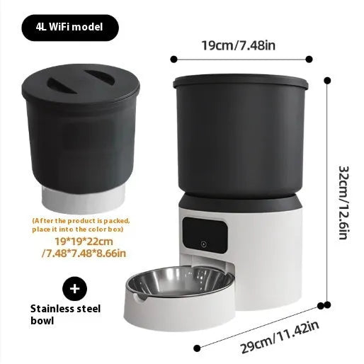 4L smart pet feeder with timing control and remote monitoring features for cats and dogs