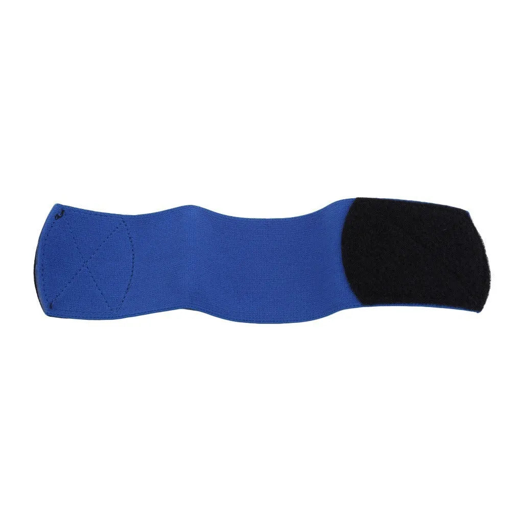 Elastic rubber football shin guard fixing tape belt in red, blue, black or white colours measuring 25cm by 6.5cm