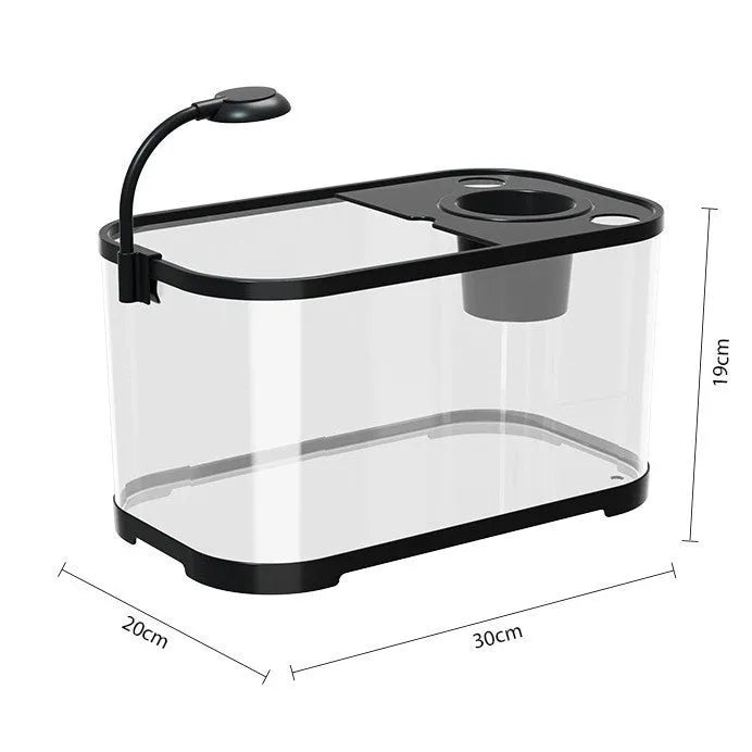 Desktop smart fish tank with integrated ecological filter system in luxury white or black colour
