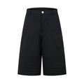 Retro wide-leg denim trousers in mid-length straight cut showing black and green colour options