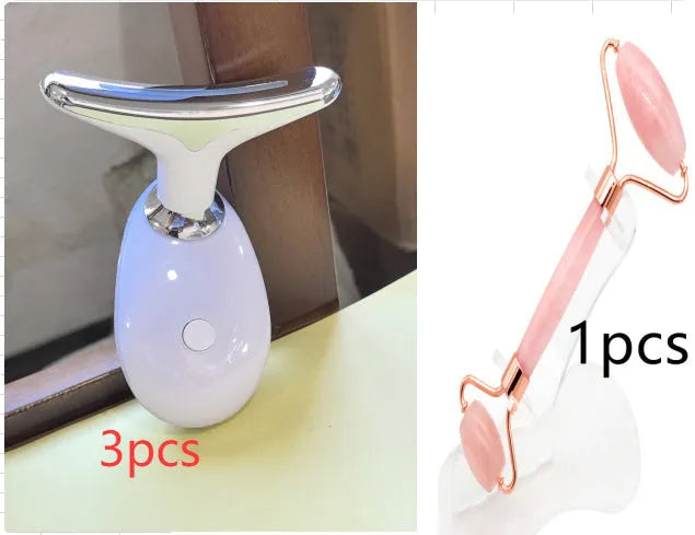 Beauty neck fade care massage instrument with ultrasonic infrared colour light functions in white