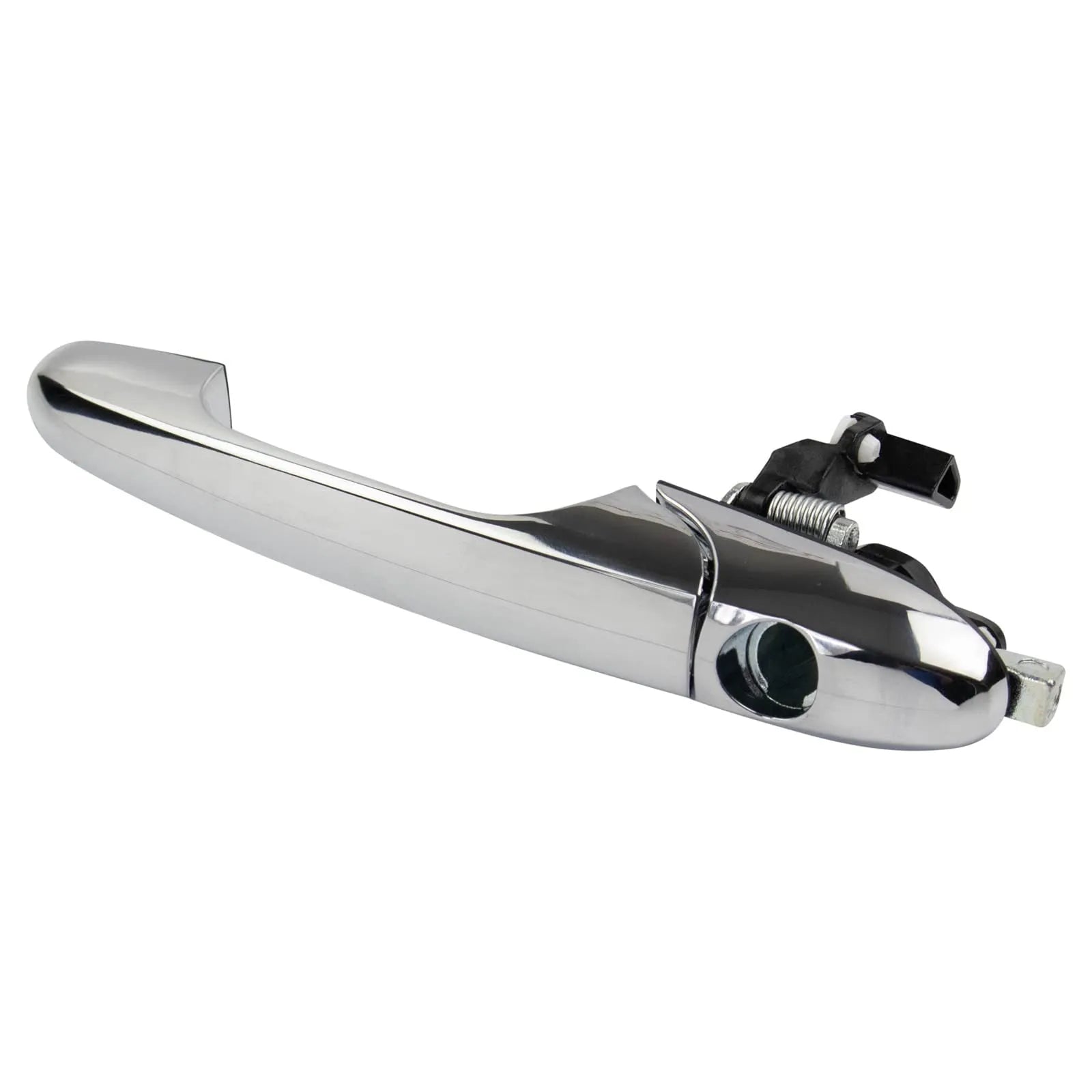 Black plastic car door handle for Fiat 500 measuring 16.2x8x7 cm