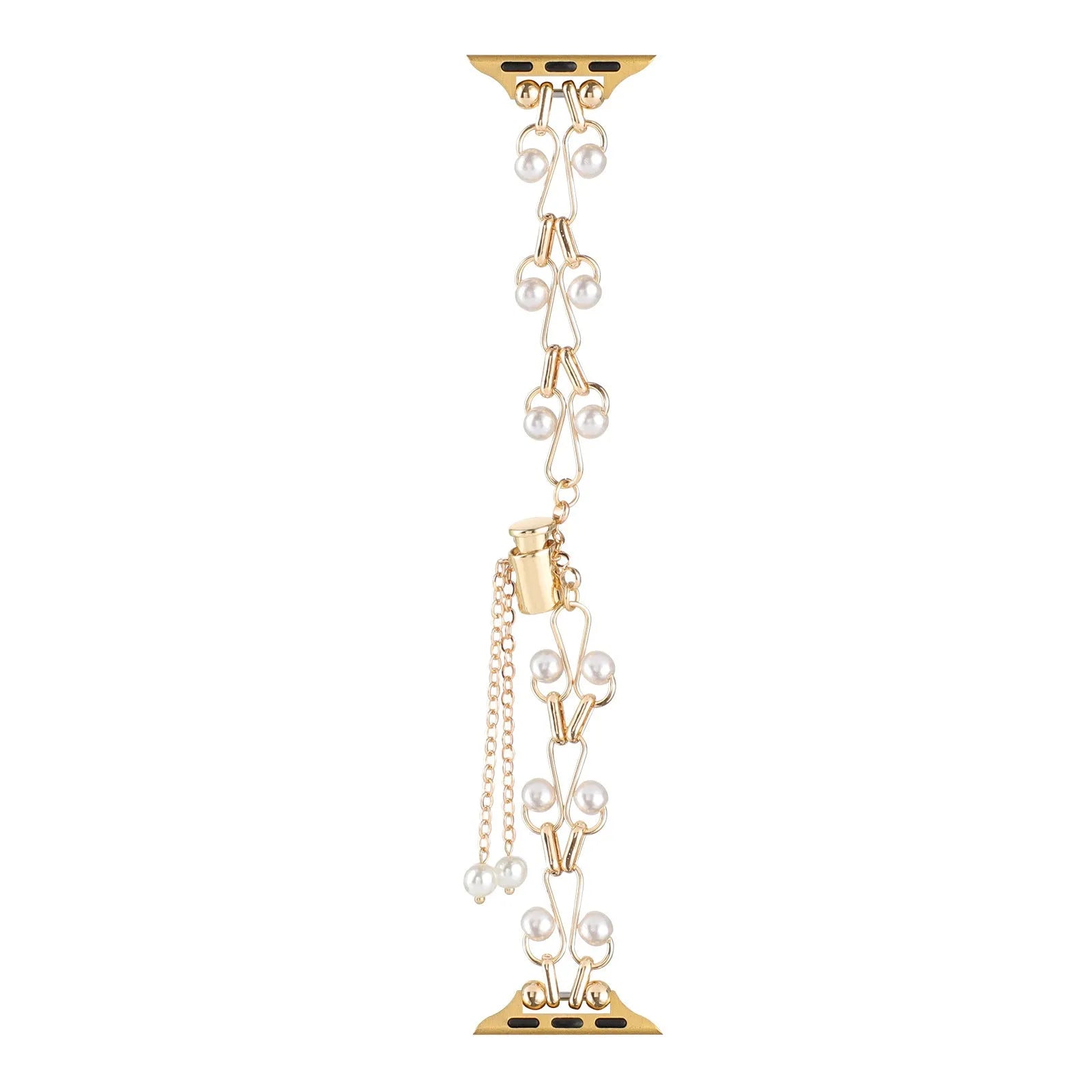 Pearl love necklace smart watch strap for Apple in simple metal style with decorative pearl accents