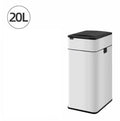 Stainless steel smart inductive trash can with automatic lid and square bucket design.