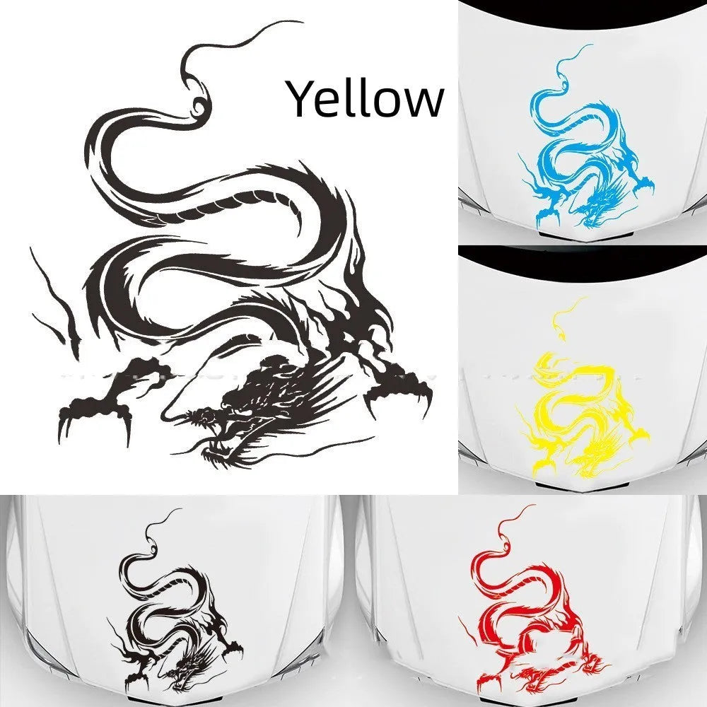 PET car body sticker with dragon design 50x36cm front end decal in matte gold