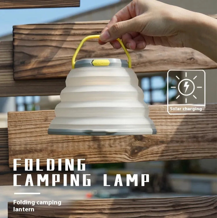 White portable camping lamp with single button control and large capacity battery