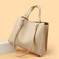 Women's PU leather tote messenger bag in horizontal square shape with sewing thread detail, available in multiple colours