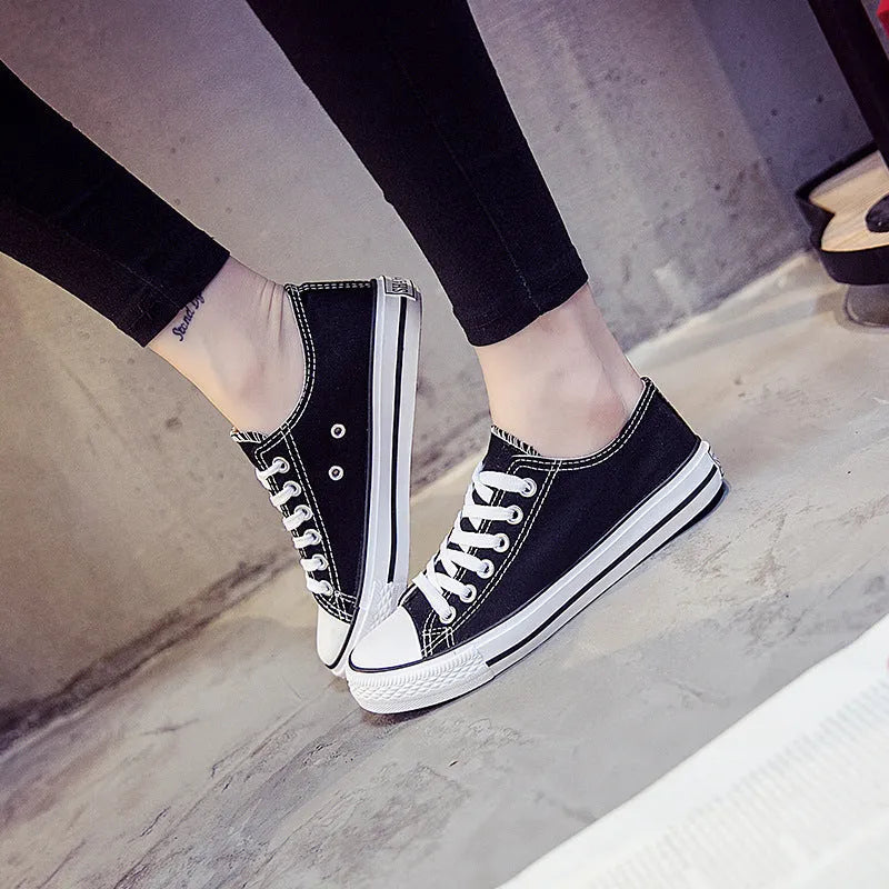 Solid colour women's canvas shoes for summer casual wear on a light background.