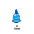 Blue silicone male adult physical stretch exerciser cup in small, medium and large sizes