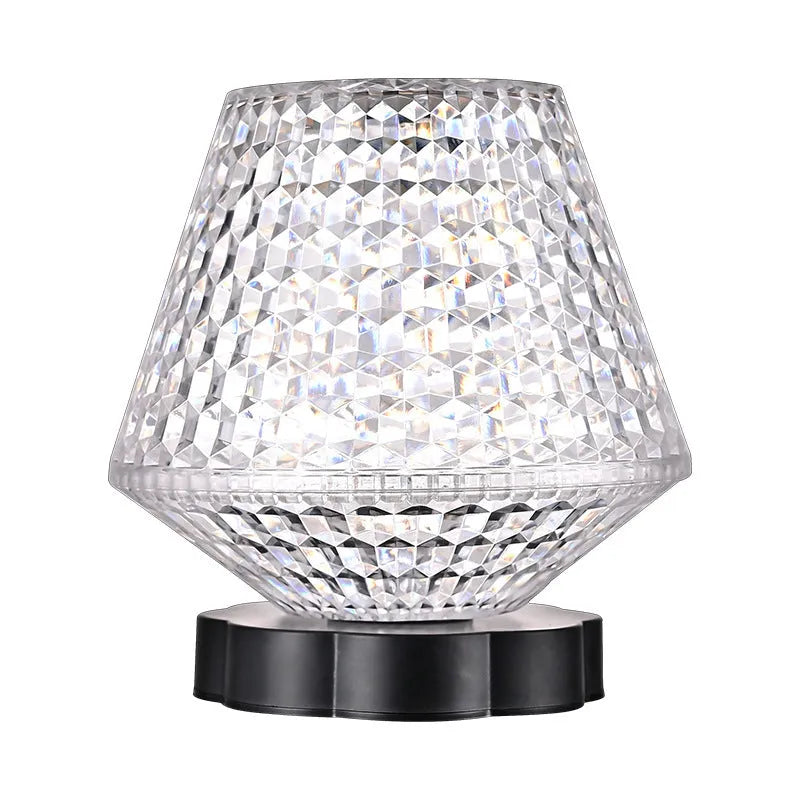 Diamond crystal touch sensor table lamp with USB charging, 3 colour options, 8.5cm diameter
