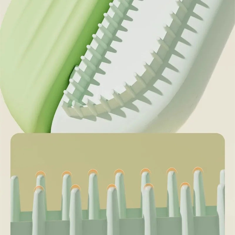 Blue pet grooming comb with water tank for floating hair removal during dog and cat brushing