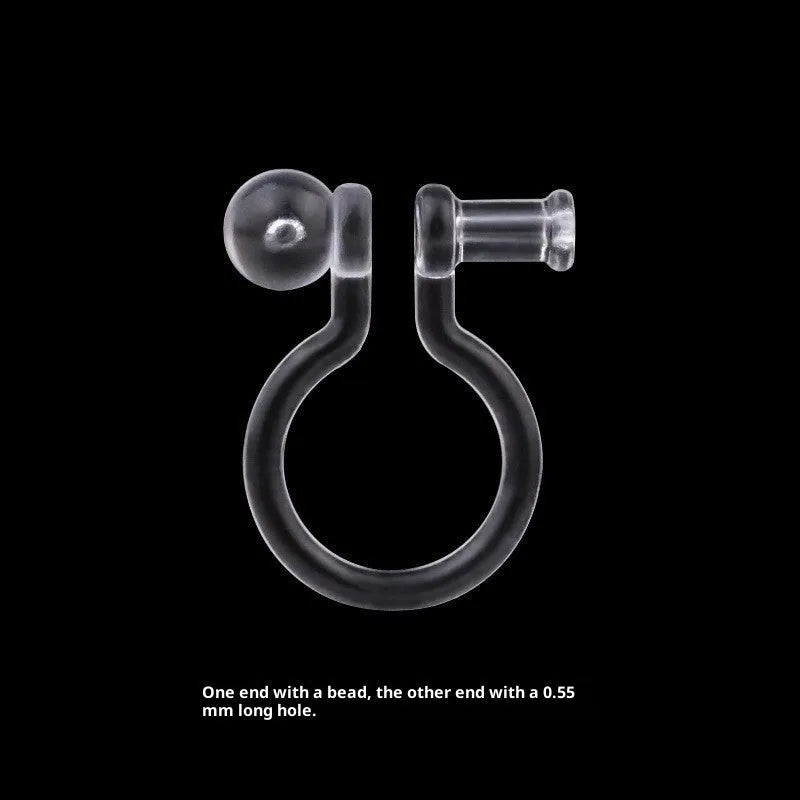 Transparent plastic resin U-shaped earring converter clip for studs to clip-on, unisex fashion OL style