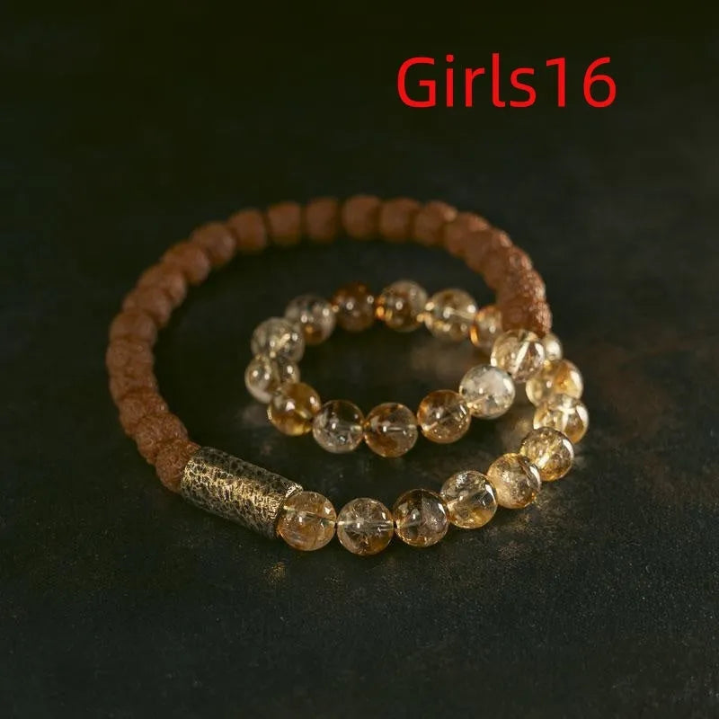 Retro citrine LCD double circle bracelet for girls and boys in sizes 15 to 18