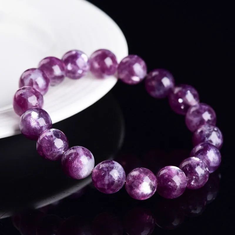 Purple polished crystal bracelet with geometric beads in Korean-style design