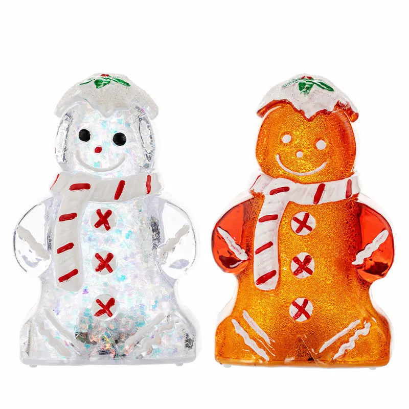 Glowing gingerbread man Christmas ornament with LED lights and red scarf