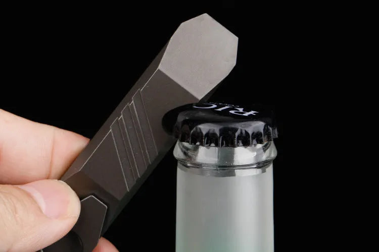 Titanium alloy TC4 multi-function crowbar with screwdriver and bottle opener, stone wash finish, compact EDC tool