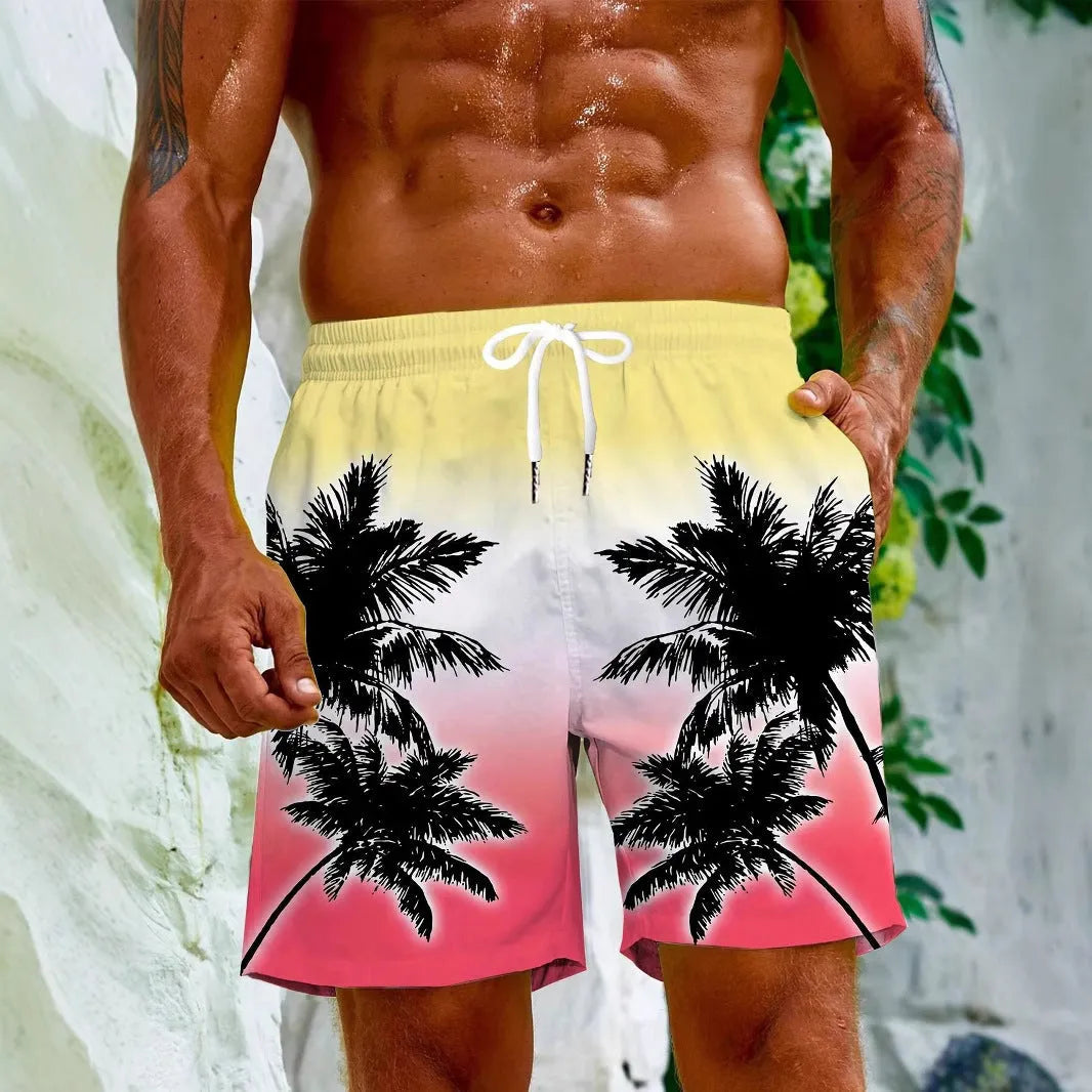 Men's quick-dry 3D print micro-elastic swimming trunks in colour ZC13, polyester fabric, size L