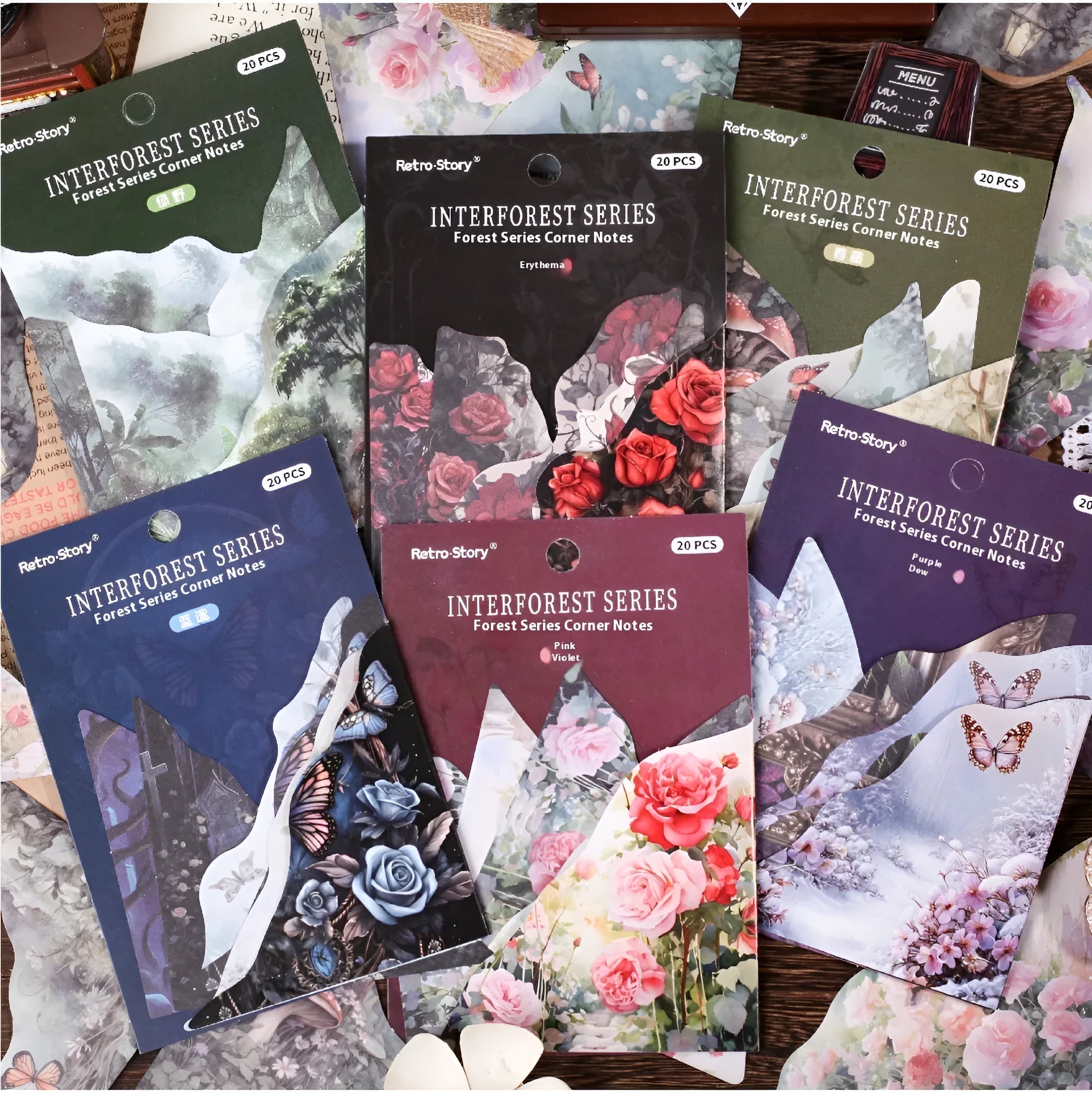 Pack of 20 DIY paper bookmarks with 10 modern print designs in six colour variations