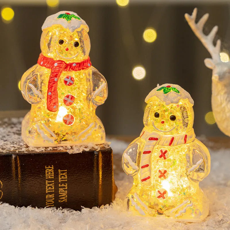 Glowing gingerbread man Christmas ornament with LED lights and red scarf