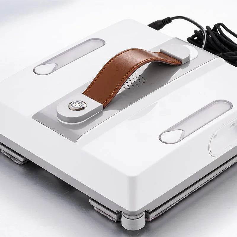 White intelligent window cleaning robot for high-rise buildings with electric motor