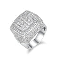 Men's moissanite ring S925 silver platinum-plated, set with under 0.1 carat moissanite, GRA certified, on white background
