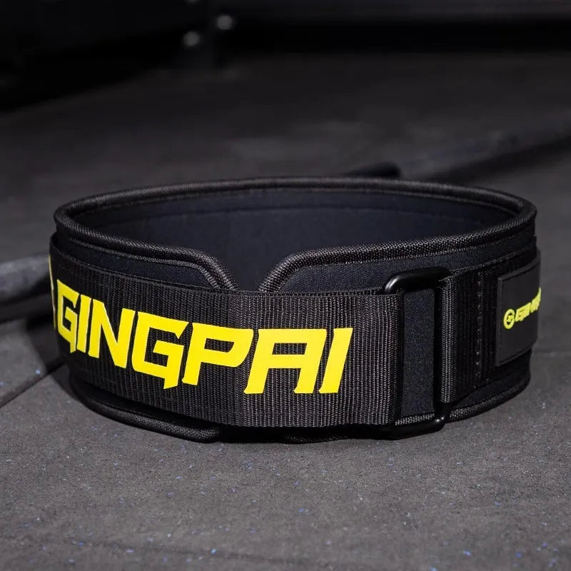 Abdominal exercising band and lumbar support belt for weightlifting and squat training.