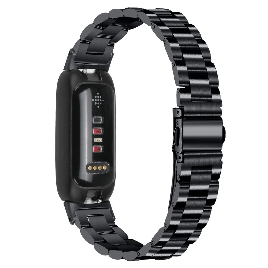 Stainless steel three bead watch strap in multiple colours with 12MM connector for Inspire3 fitness tracker