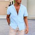 Men's solid colour corduroy button-down short sleeve cardigan shirt in apricot, regular fit