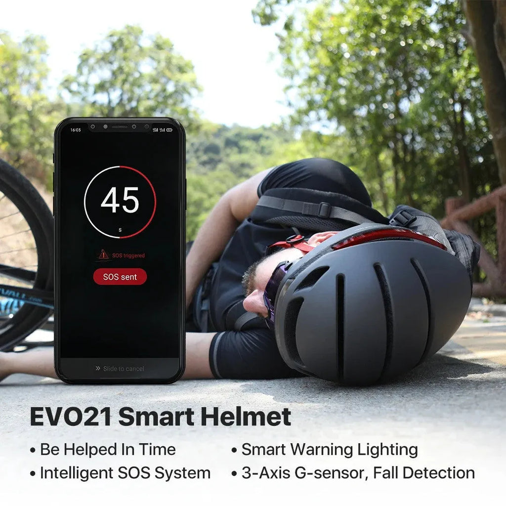 City light smart bicycle helmet with LED flash control in Aurora Purple on dark background