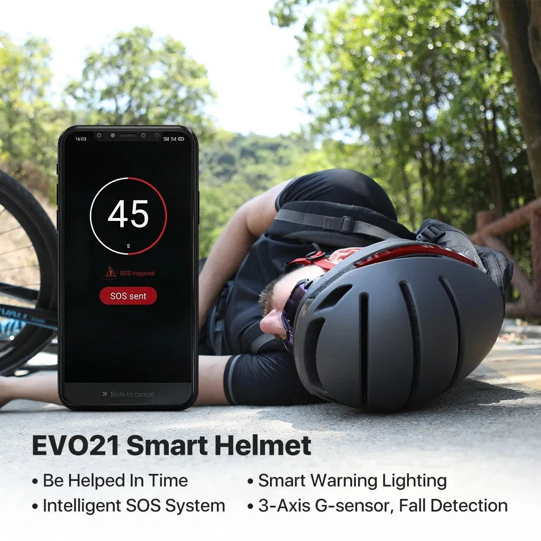 City light smart bicycle helmet with LED flash control in Aurora Purple on dark background