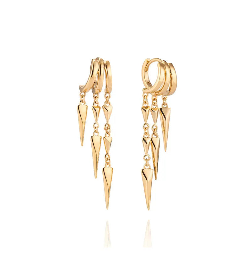 925 silver geometric diamond overlay rivet earrings in 18K gold finish