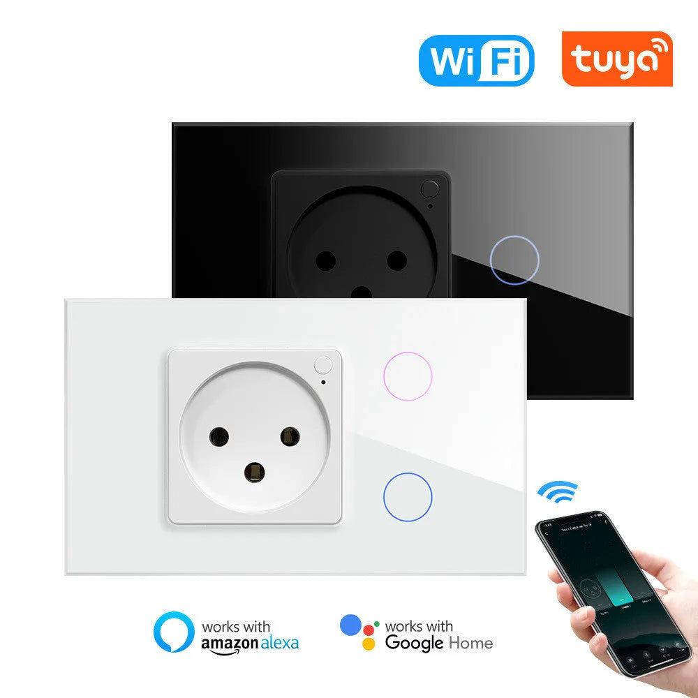 Graffiti colour column touch wall socket with blue red status light and voice control