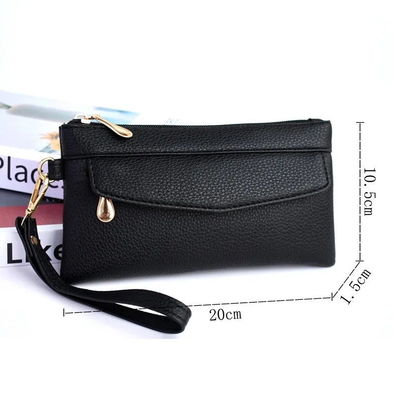 Simple soft PU crossbody shoulder bag in a horizontal square shape with sandwich zipper internal structure