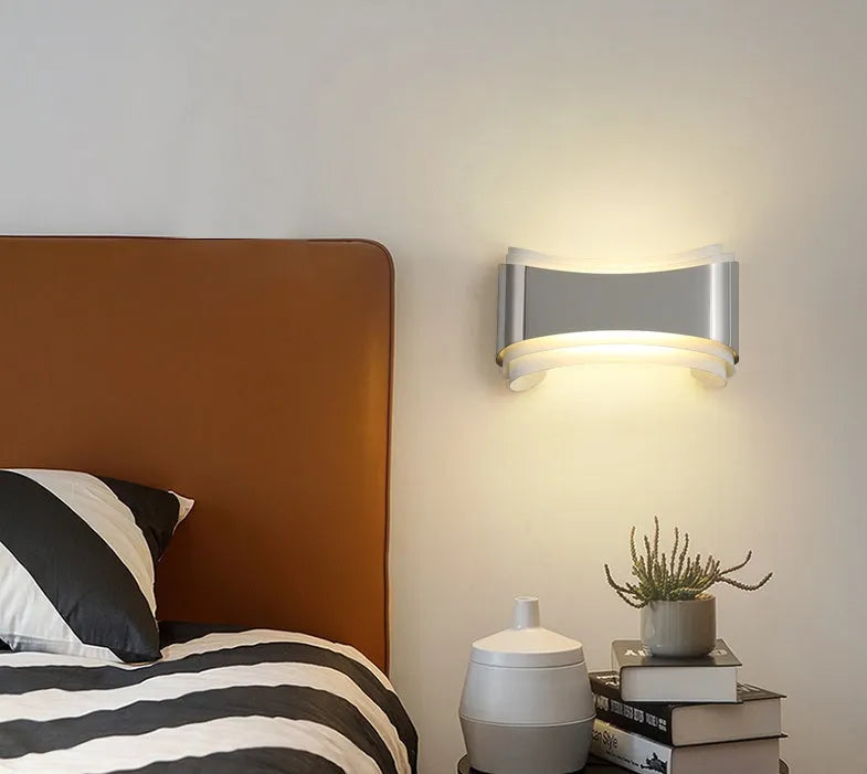 Simple modern LED wall lamp with warm light, 23x13x6cm, ABS hardware chassis, PMMA lampshade, for bedroom background decoration