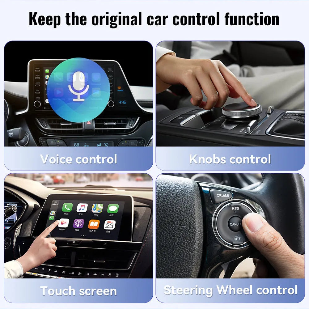 Black mini CarPlay USB interface adapter showing compact 26×55×13mm dimensions